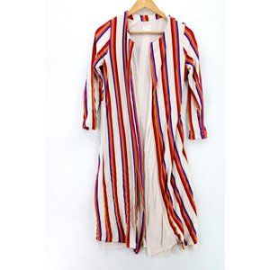 Dee Elly Cardigan Womens Multicolor Rainbow Striped Open Front Lined Size S